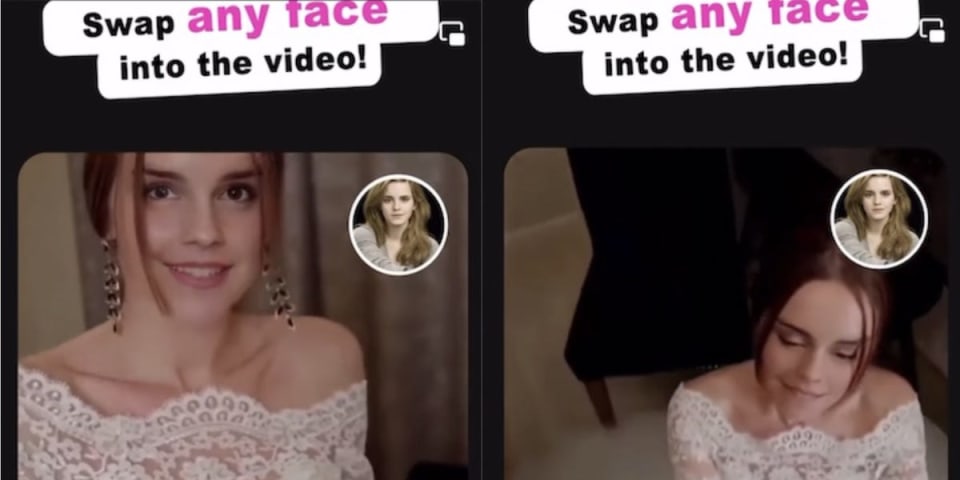 Une application d'échange de visage faisait la promotion de publicités sexuellement suggestives avec le visage d'Emma Watson. Un avocat dit que c'est ainsi que la technologie deepfake peut être utilisée comme "arme" contre les femmes.