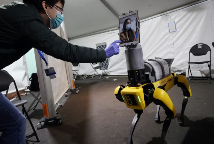 La policía de Honolulu usó un perro robot para patrullar un campamento de personas sin hogar