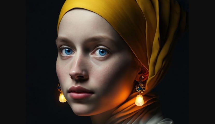 El resultado principal de Google para "Johannes Vermeer" es una versión generada por IA de "Girl With a Pearl Earring"