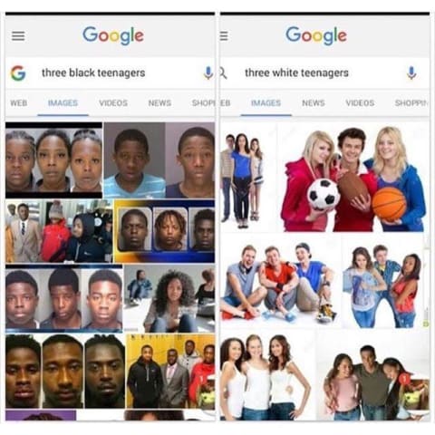 Google est-il raciste ? Rechercher « Trois adolescents noirs� » contre « Trois adolescents blancs » et les images pourraient vous choquer : vrai ou faux ?