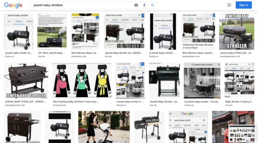 A Google search for ‘Jewish baby strollers’ yields anti-Semitic images. An extremist campaign may be to blame.