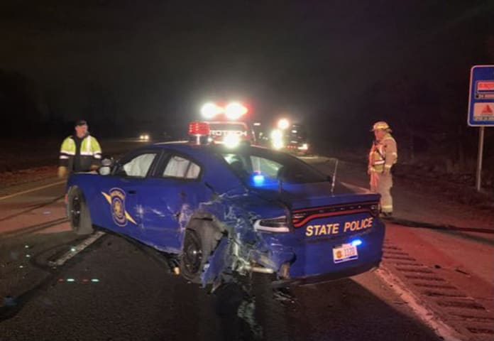 Self-driving Tesla hits Michigan State Police car on freeway