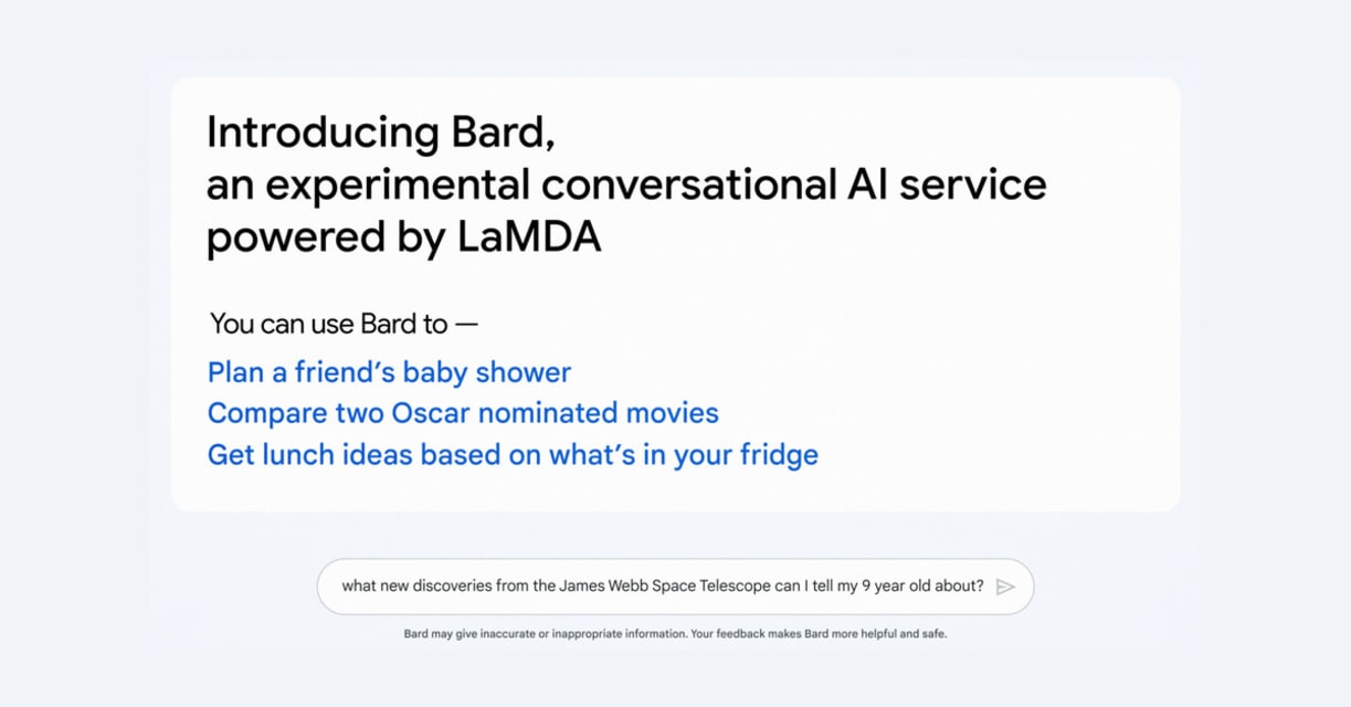 Le chatbot IA de Google, Bard, fait une erreur factuelle dans la première démo