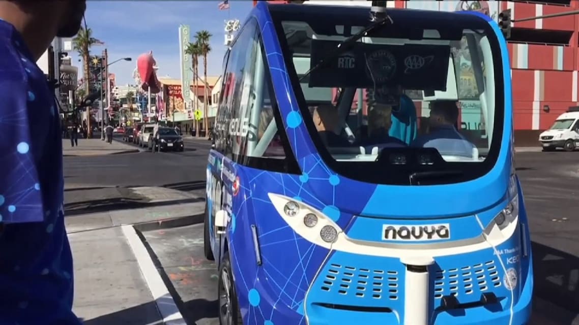 Driverless bus in crash after two hours on road in Las Vegas