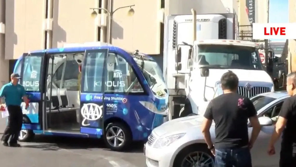 Las Vegas' self-driving bus crashes in first hour of service