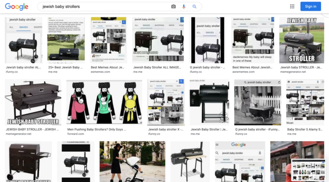 A Google search for ‘Jewish baby strollers’ yields anti-Semitic images. An extremist campaign may be to blame.