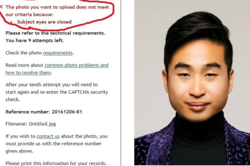 Asian man’s picture is rejected by New Zealand’s passport photo software because his “eyes were closed”