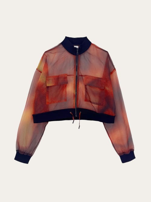 Photo de la pièce Bomber flammes transparent disponible à la location en ligne ou dans notre showroom à Paris