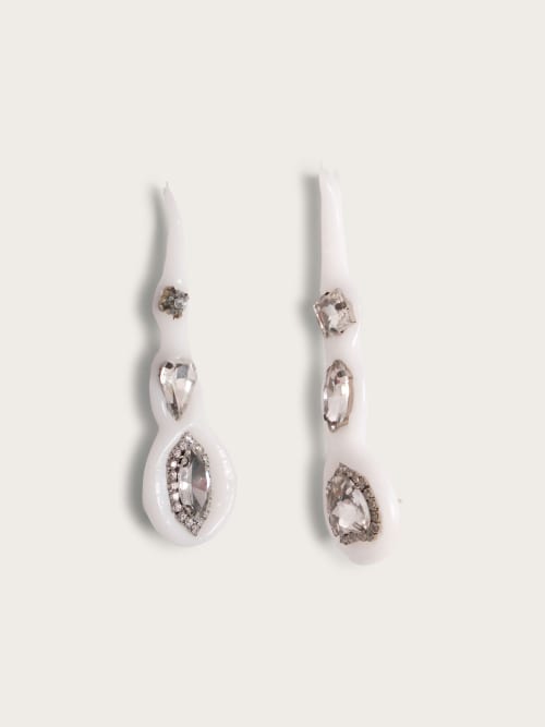 Photo de la pièce Boucles silicone blanches diamants argentés disponible à la location en ligne ou dans notre showroom à Paris