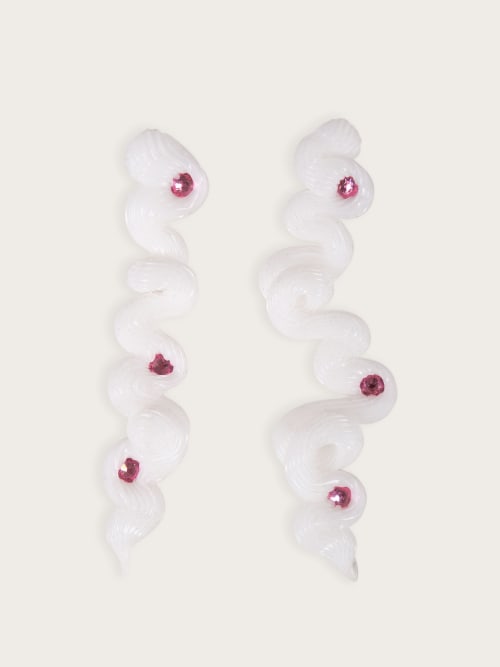 Photo de la pièce Boucles silicone blanches diamants roses disponible à la location en ligne ou dans notre showroom à Paris