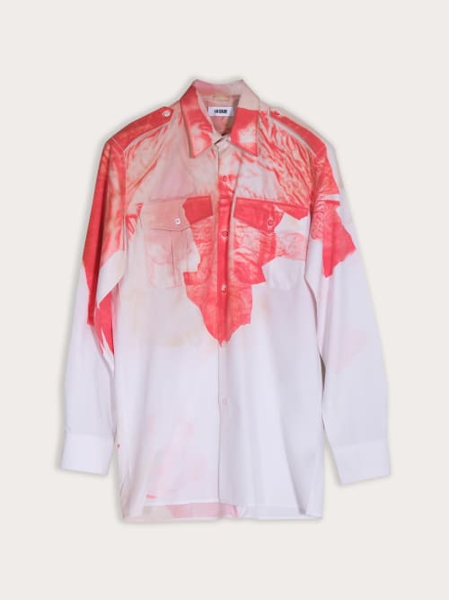 Chemise La Cage Blanche et Rouge à Imprimé