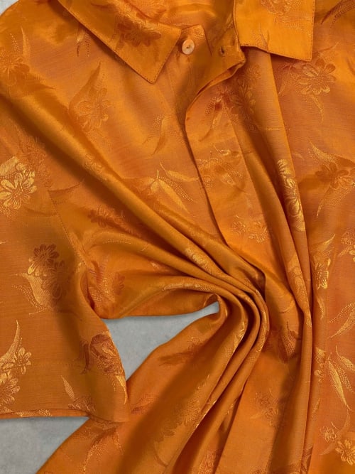 Chemisette Orange Leloup en Jacquard de Soie