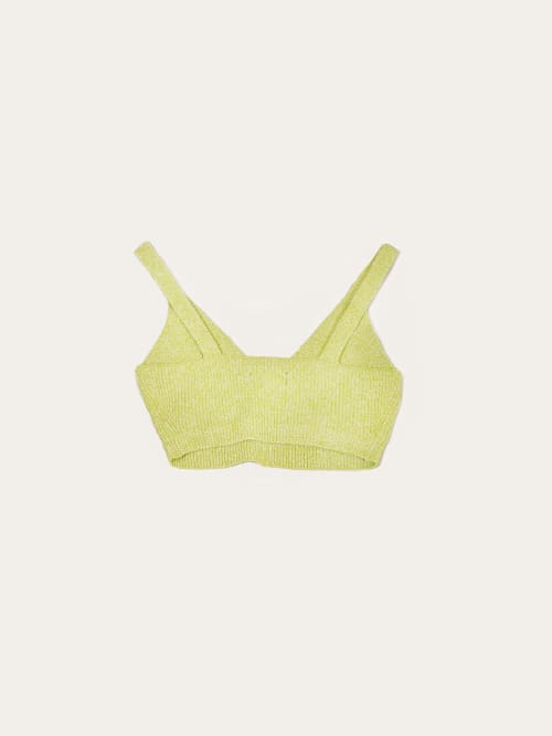 Photo de la pièce Crop Top Vert Citron en Maille disponible à la location en ligne ou dans notre showroom à Paris