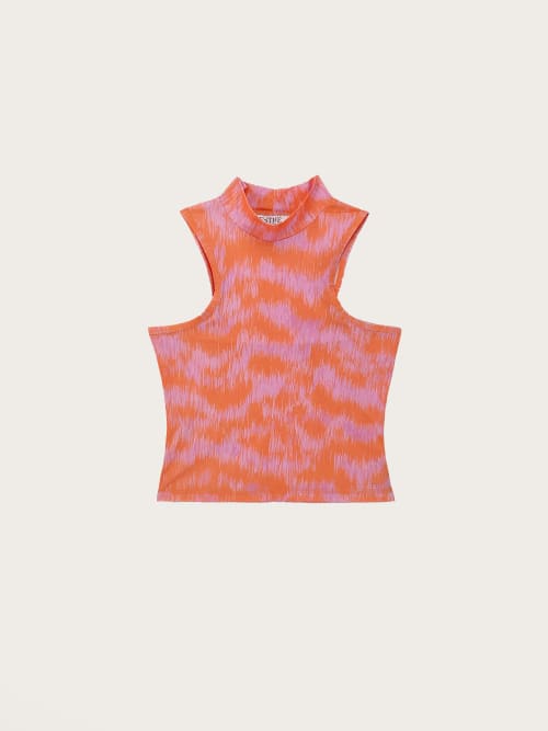 Photo de la pièce Débardeur à motifs rose et orange disponible à la location en ligne ou dans notre showroom à Paris