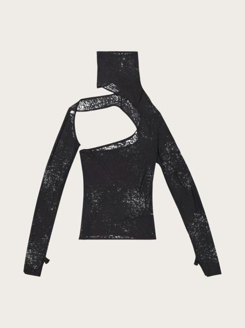 Photo de la pièce Haut noir déstructuré  disponible à la location en ligne ou dans notre showroom à Paris