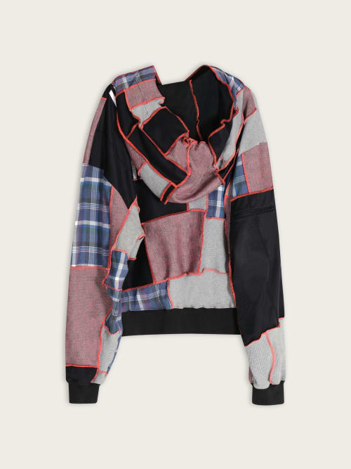 Hoodie Patchwork Noir et Rouge