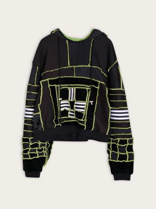 Hoodie Patchwork Vert et Noir