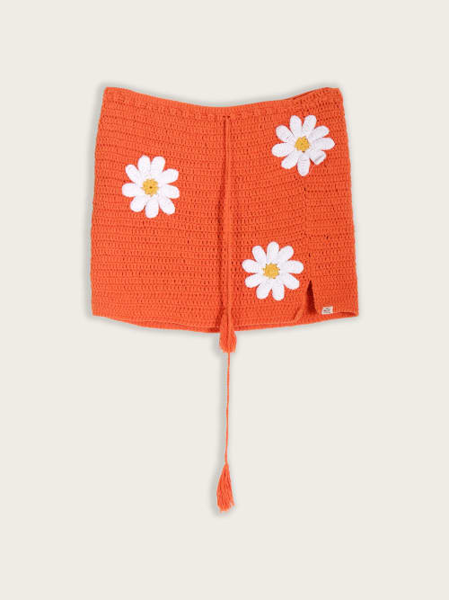 Photo de la pièce Jupe Mathilda Roks Crochet Orange disponible à la location en ligne ou dans notre showroom à Paris