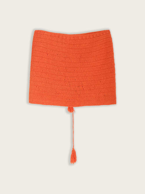 Photo de la pièce Jupe Mathilda Roks Crochet Orange disponible à la location en ligne ou dans notre showroom à Paris