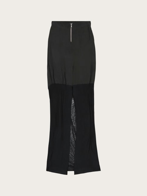 Photo de la pièce Jupe noire bi-matière disponible à la location en ligne ou dans notre showroom à Paris