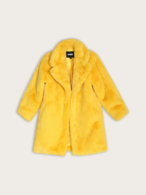 Manteau Jaune Effet Fourrure