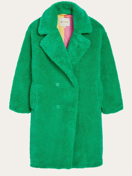 Photo de la pièce Manteau Vert Effet Peau de Mouton disponible à la location en ligne ou dans notre showroom à Paris