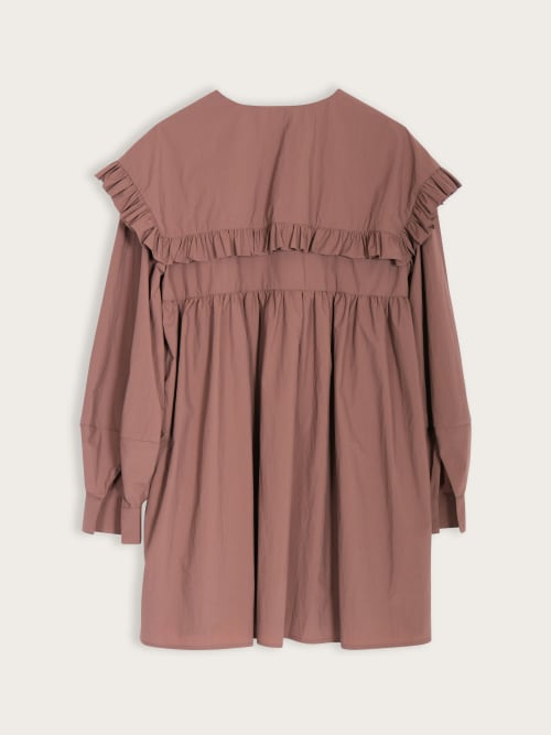 Photo de la pièce MIni Robe marron à col claudine disponible à la location en ligne ou dans notre showroom à Paris