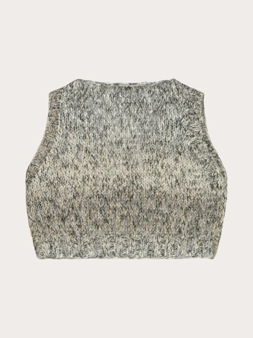Photo de la pièce Pull en maille gris à paillettes sans manches disponible à la location en ligne ou dans notre showroom à Paris