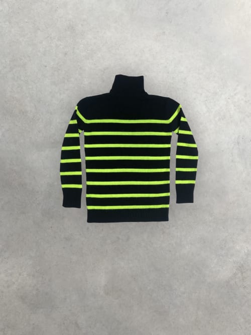 Pull Marinière Balmain Noir et Jaune Fluo