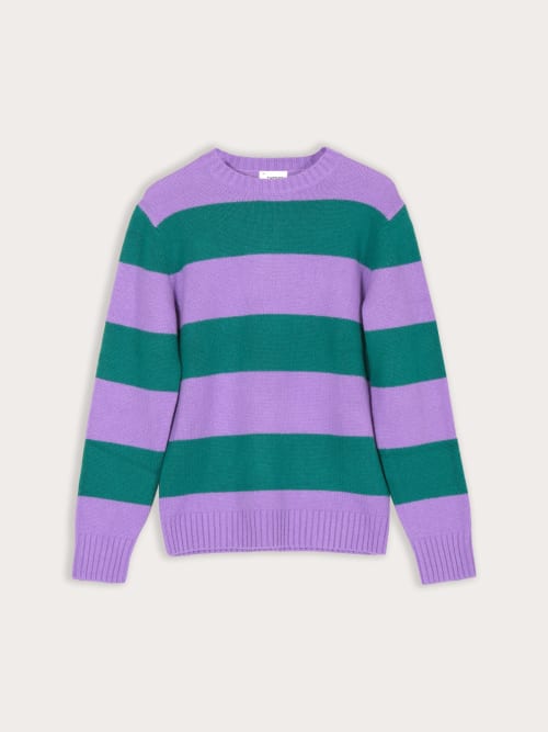 Photo de la pièce Pull Rayé Vert & Violet disponible à la location en ligne ou dans notre showroom à Paris