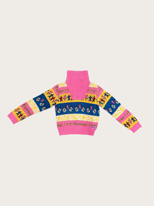 Photo de la pièce Pull zip multicolore en crochet  disponible à la location en ligne ou dans notre showroom à Paris