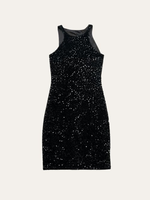 Photo de la pièce Robe à paillettes col serré disponible à la location en ligne ou dans notre showroom à Paris
