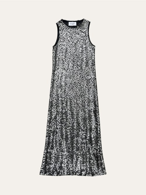 Photo de la pièce Robe argentée sequins disponible à la location en ligne ou dans notre showroom à Paris