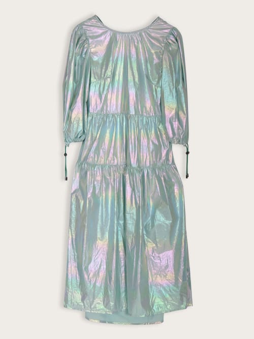 Photo de la pièce Robe bleue métallique dos nu disponible à la location en ligne ou dans notre showroom à Paris