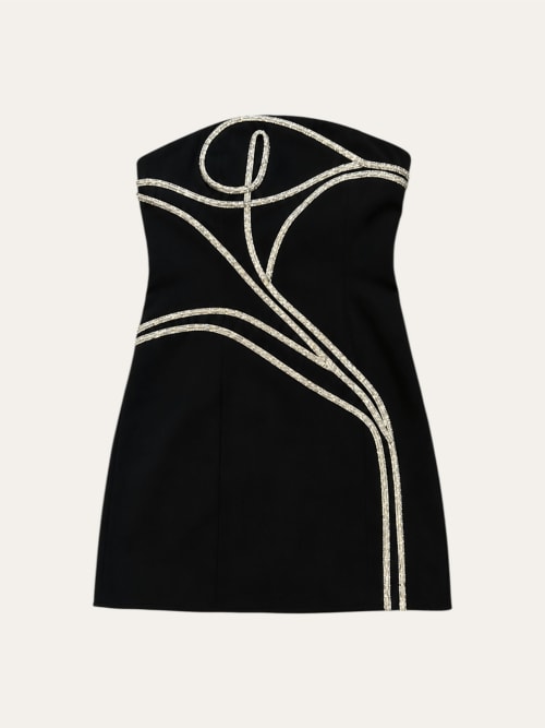 Photo de la pièce Robe bustier noire avec brillants disponible à la location en ligne ou dans notre showroom à Paris