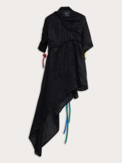 Robe-Chemise Noire Cordages