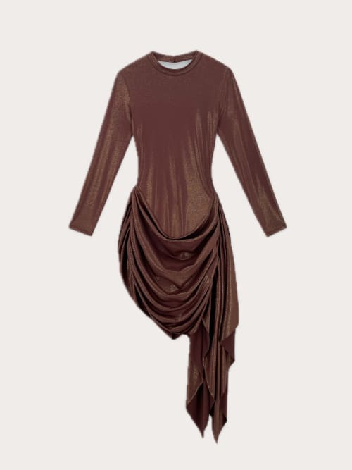 Photo de la pièce Robe marron shiny disponible à la location en ligne ou dans notre showroom à Paris