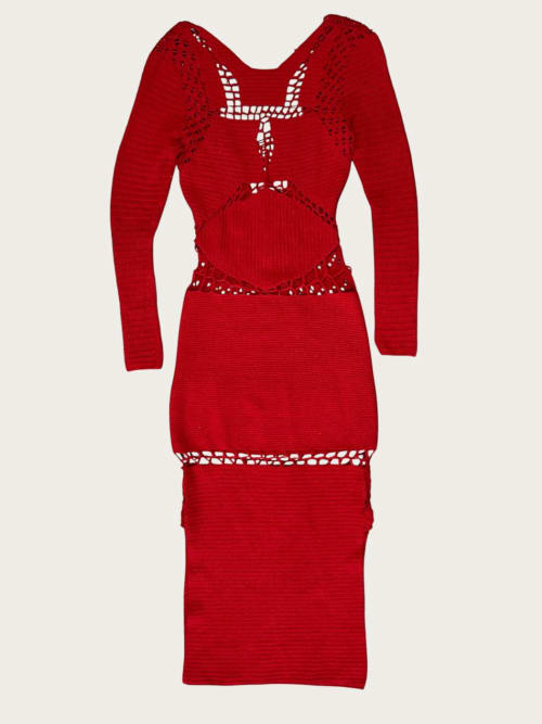 Photo de la pièce Robe rouge en tricot  disponible à la location en ligne ou dans notre showroom à Paris