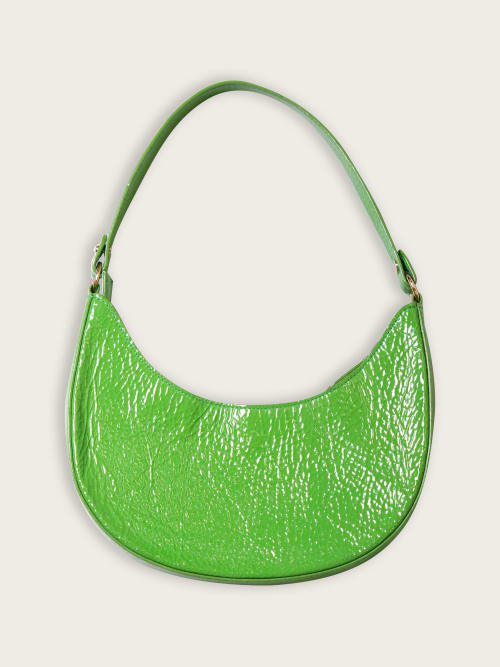 Sac Baguette en Cuir Vert Pomme Vernis