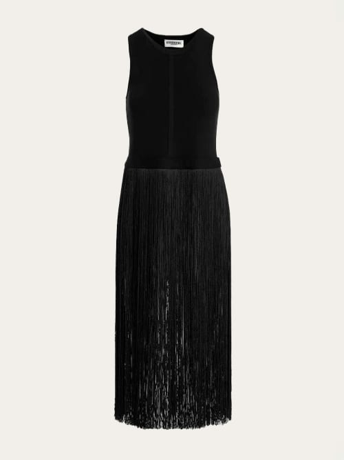 Photo de la pièce Top noir à franges disponible à la location en ligne ou dans notre showroom à Paris