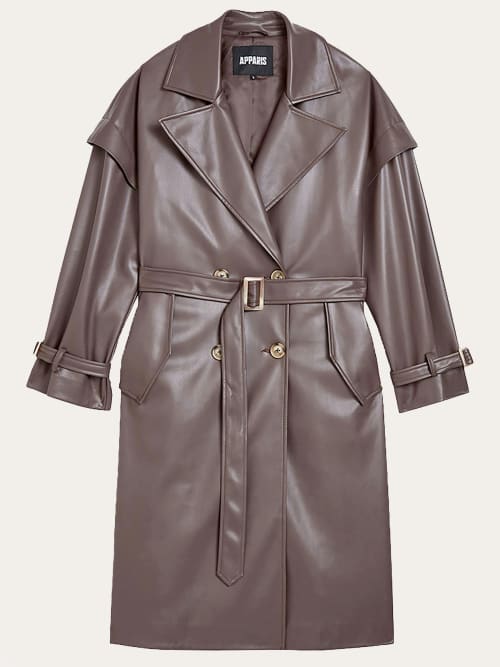 Trench Chocolat Effet Cuir