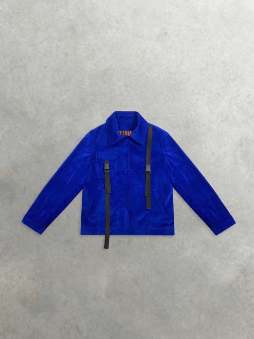 Photo de la pièce Veste en Suédine Leloup Bleu Electrique disponible à la location en ligne ou dans notre showroom à Paris