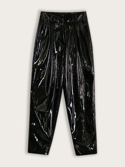 Photo du produit Pantalon Balmain Large à Pinces en Vinyle Noir