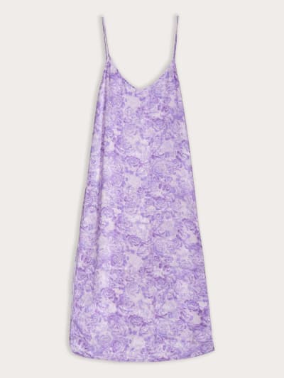 Photo du produit Slip Dress Violette Ganni en Soie à Fines Bretelles