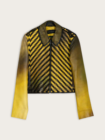 Photo du produit Veste Cuir Tressé Jaune