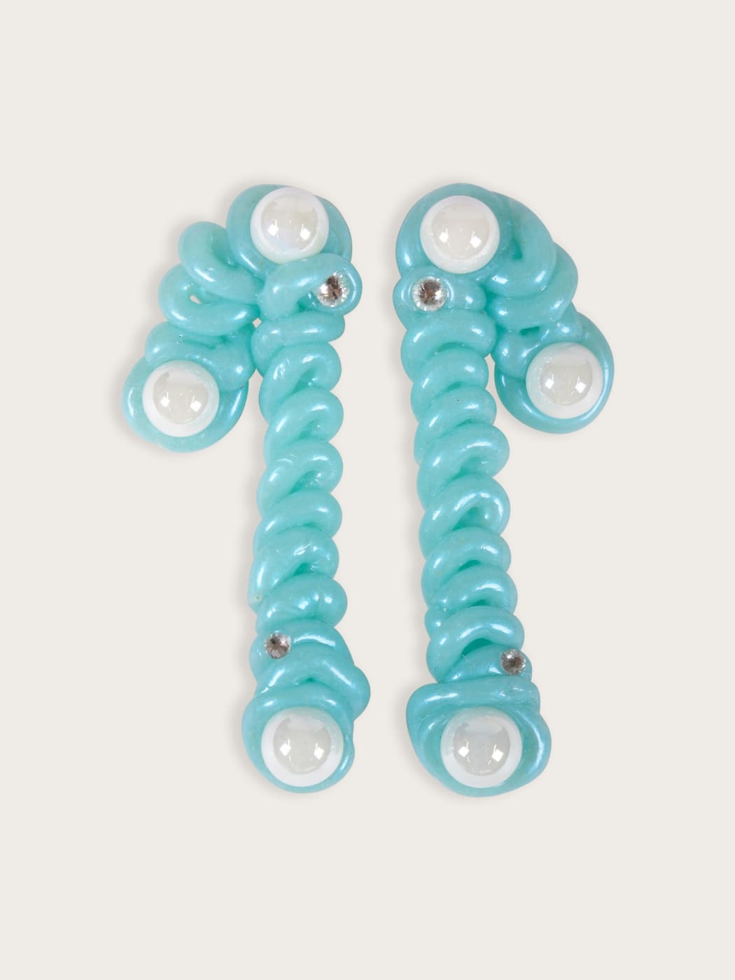 Photo principale du produit Boucles silicone bleues perles blanches de la marque House of Rubber