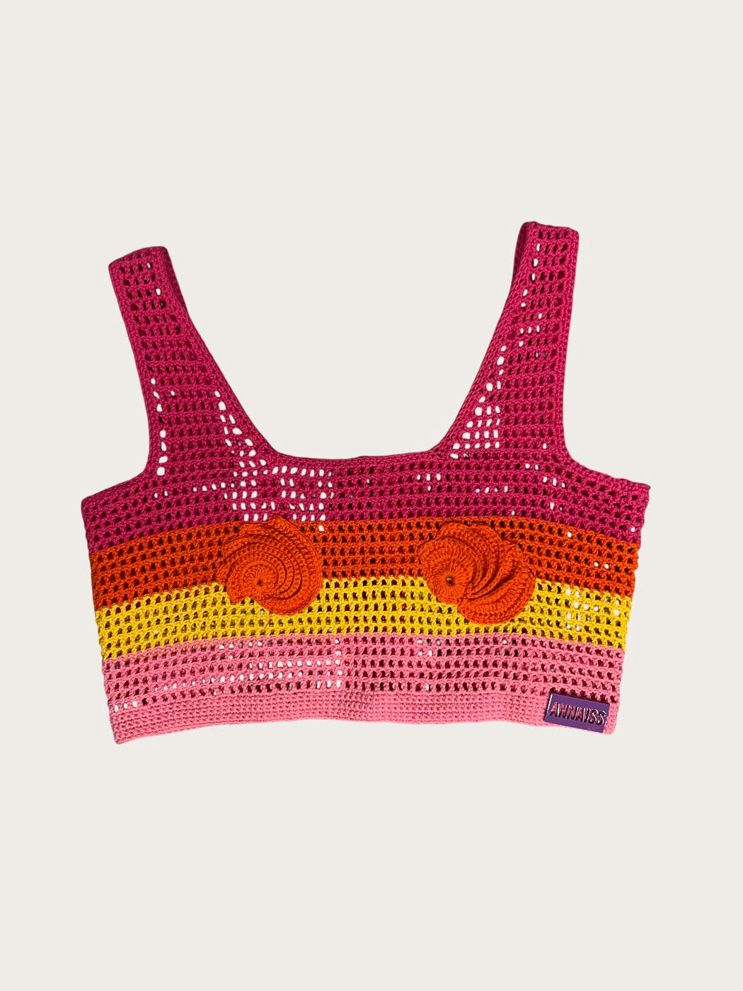 Photo principale du produit Crop top multicolore en crochet de la marque Annaiss Yucra