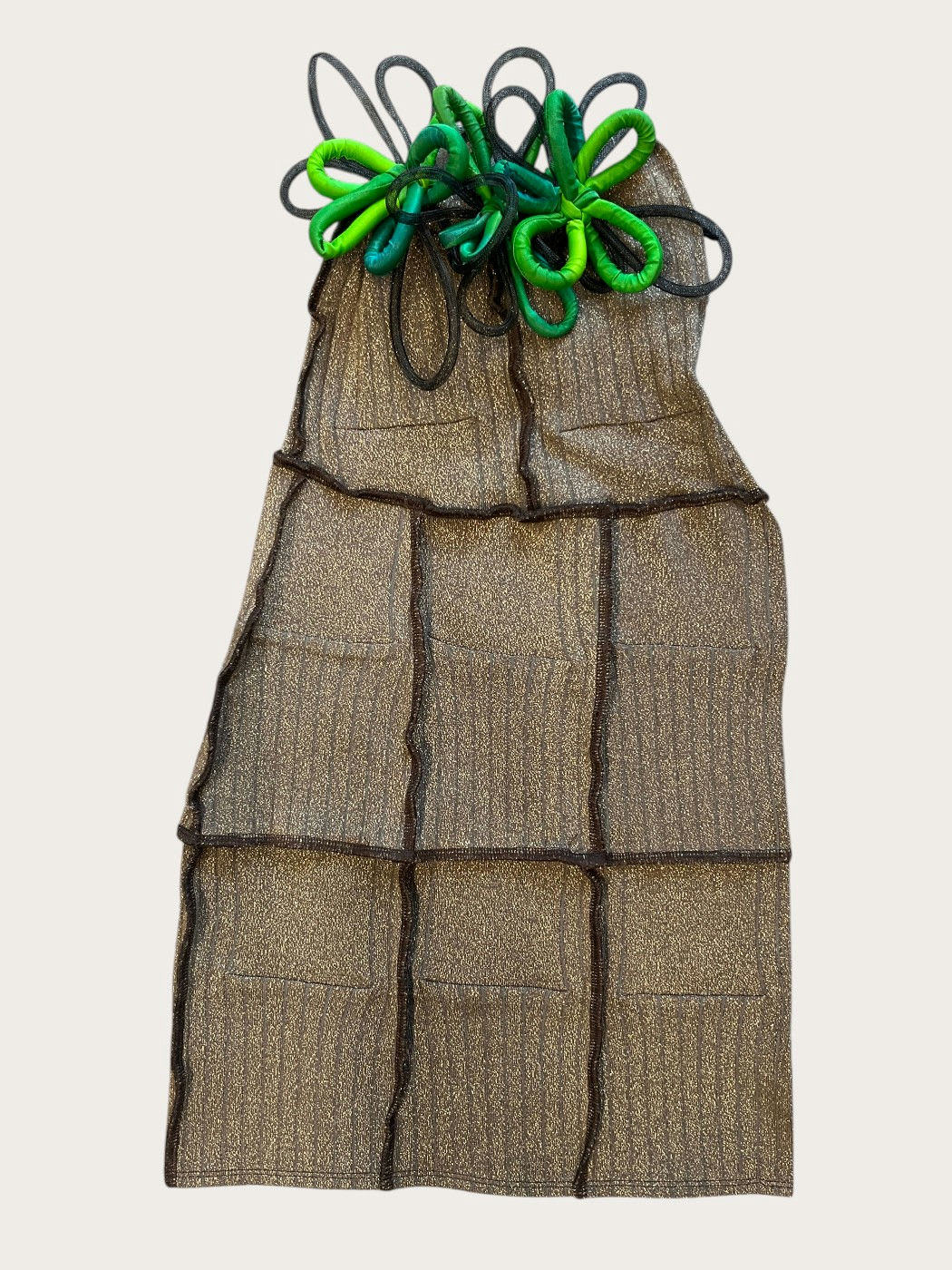 Photo principale du produit Jupe dorée à fleurs vertes de la marque Mahaud