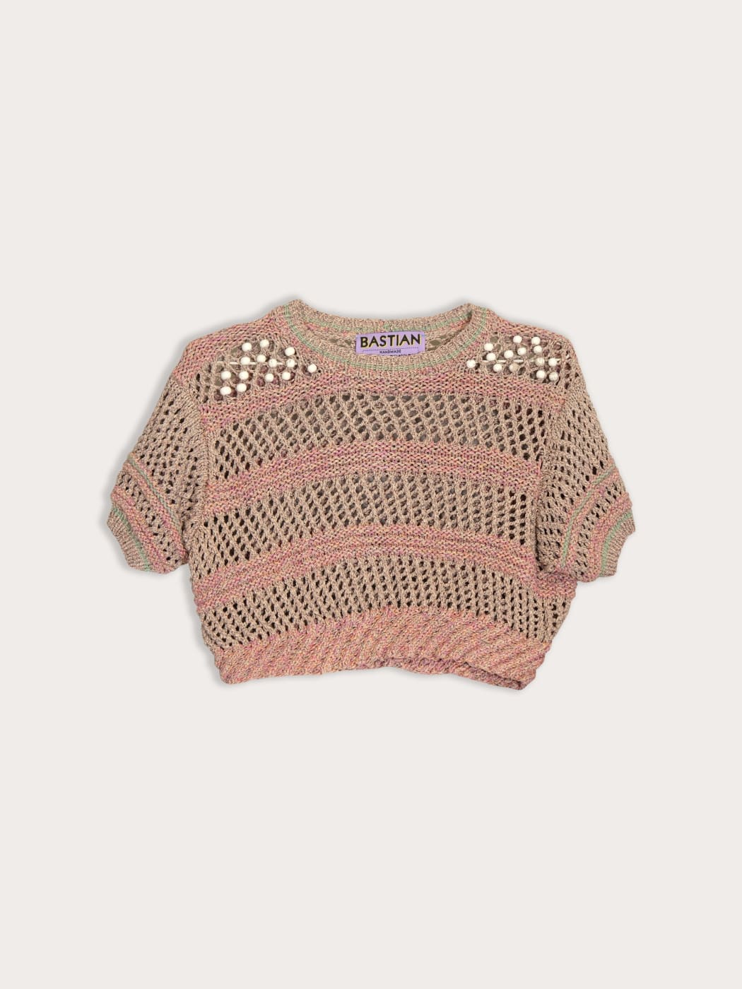 Photo principale du produit Pull Court Bastian Kntwr en Tricot Beige de la marque Bastian Kntwr