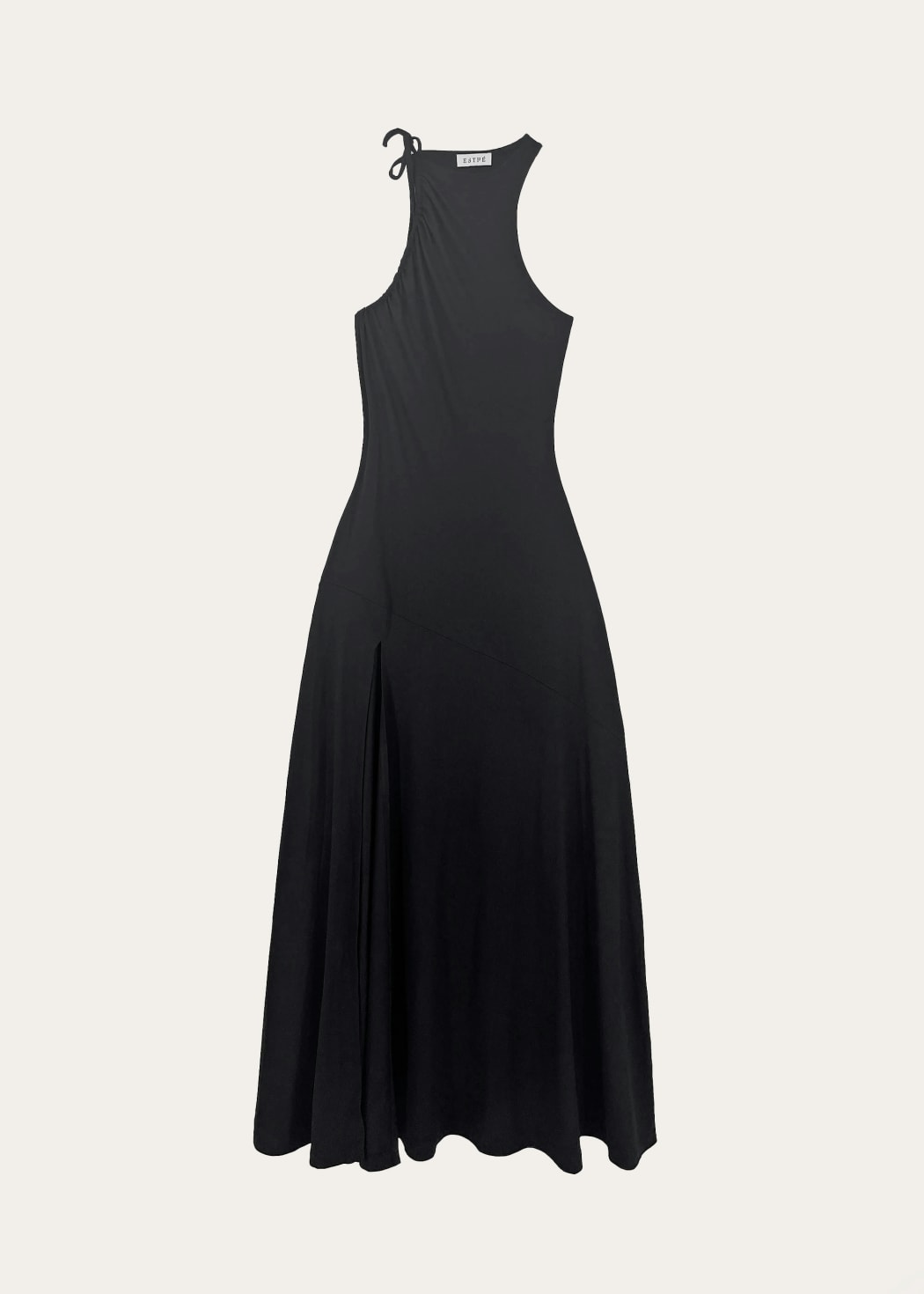 Photo principale du produit Robe longue noire asymétrique ras du cou de la marque Esthé